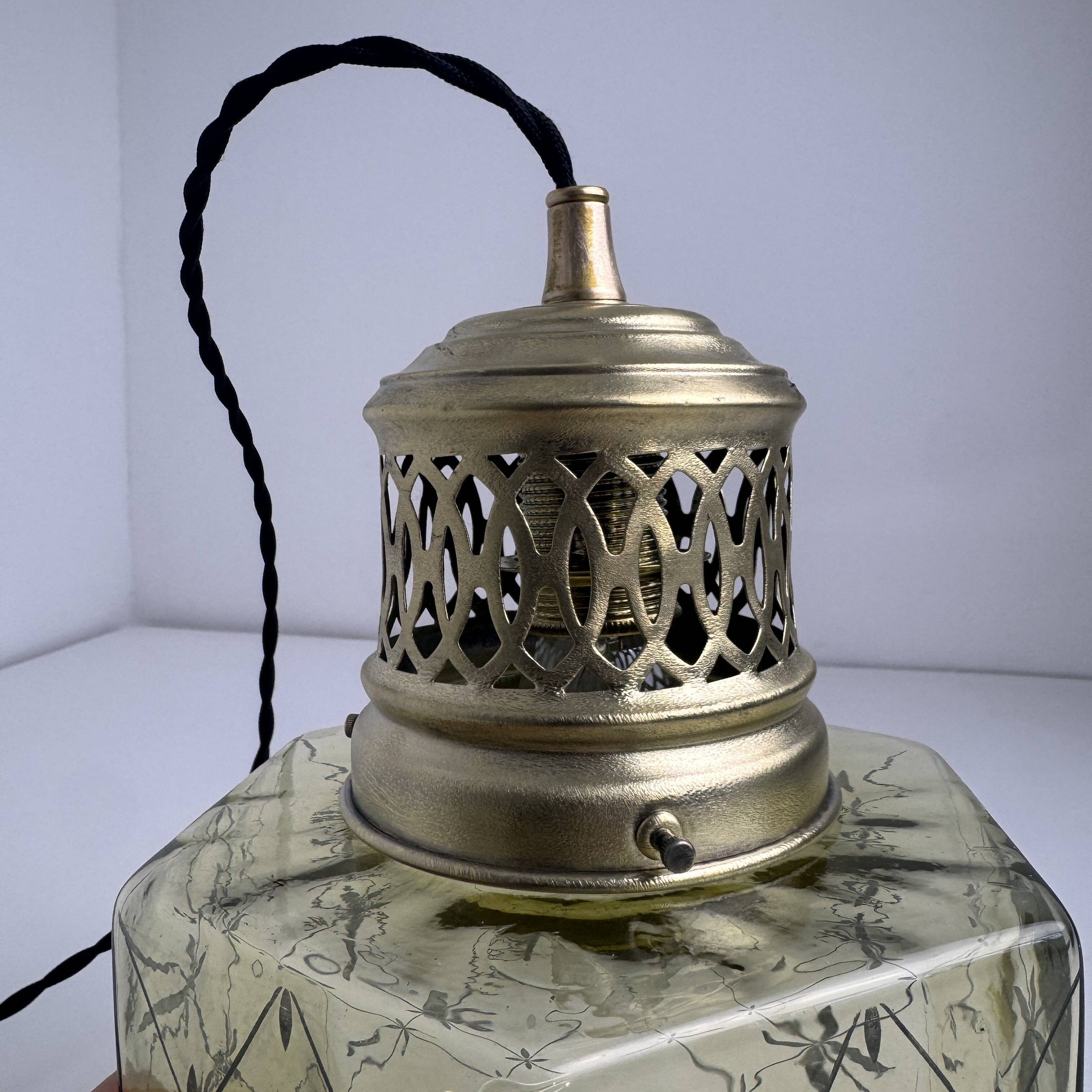 Suspension art deco in coloured glass