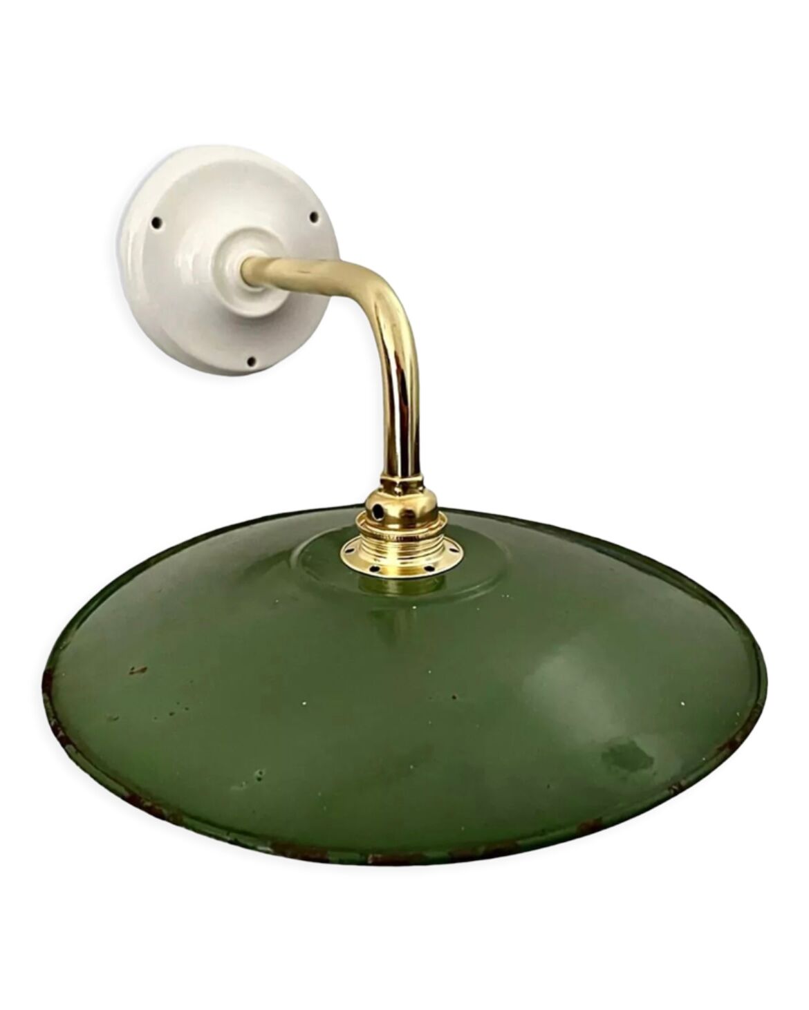 Green enamelled sheet metal wall lamp