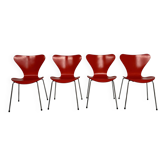 Lot of 4 chairs Series 7 model 3107 design Arne Jacobsen /Fritz Hansen