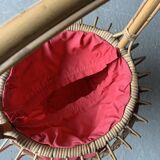 Round rattan worker - pink fabric