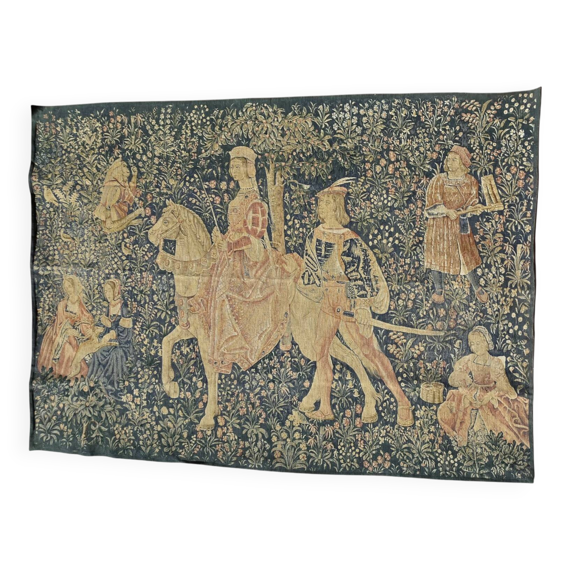 Noble Amazon Museum Tapestry, Hand-Printed Medieval Motif
