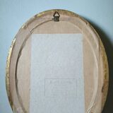 Oil painting flowers framed oval with glass Dany Laure artist painter Paris 16th