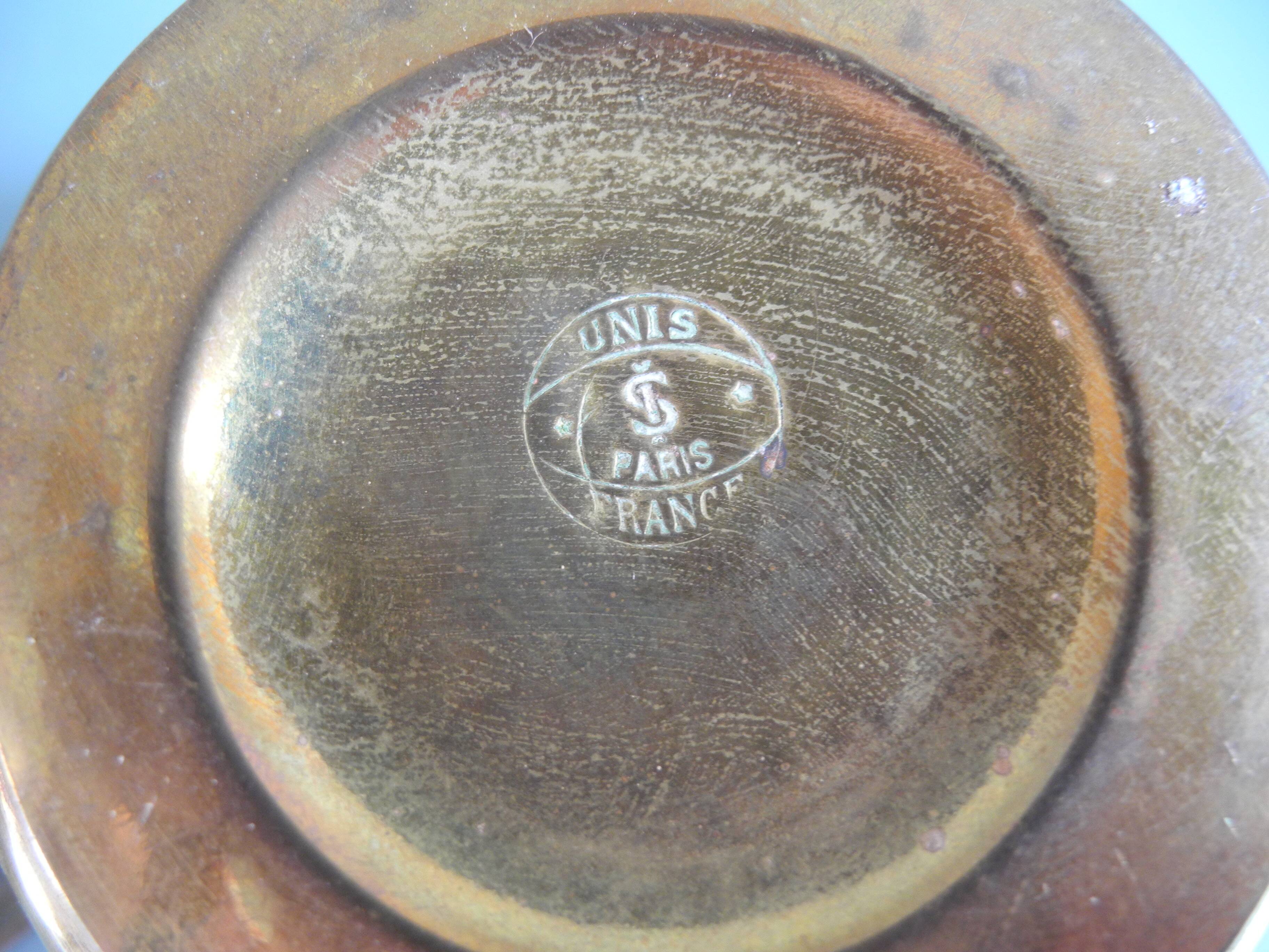 Duo of miniature brass flower pots, Unis France vintage brass flower pots