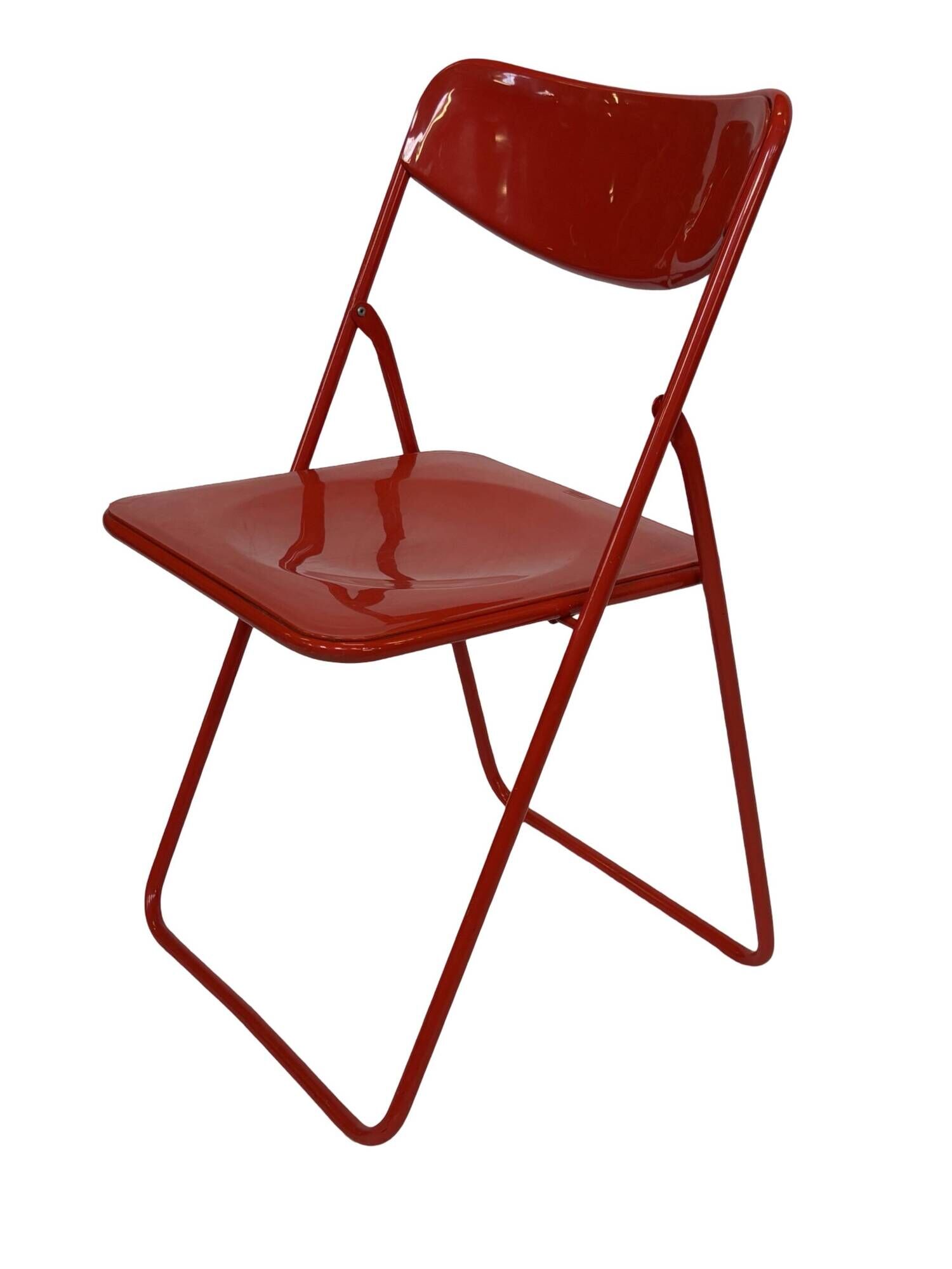 Vintage TED Folding Chair Design by Niels Gammelgaard 1980s Ikea in Red