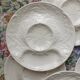 6 vintage Gien white slip earthenware artichoke plates