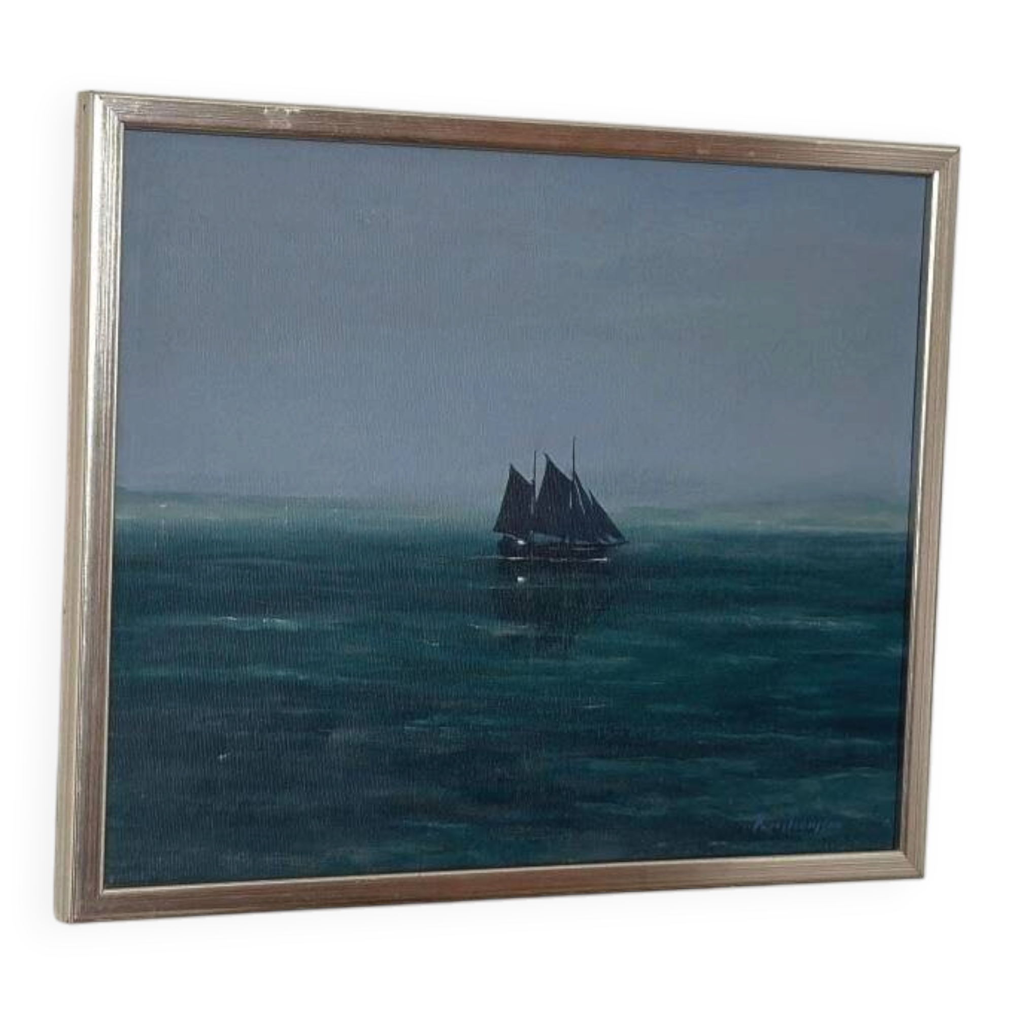 Swedish Oil on Canvas – “Sailboat at Sea”