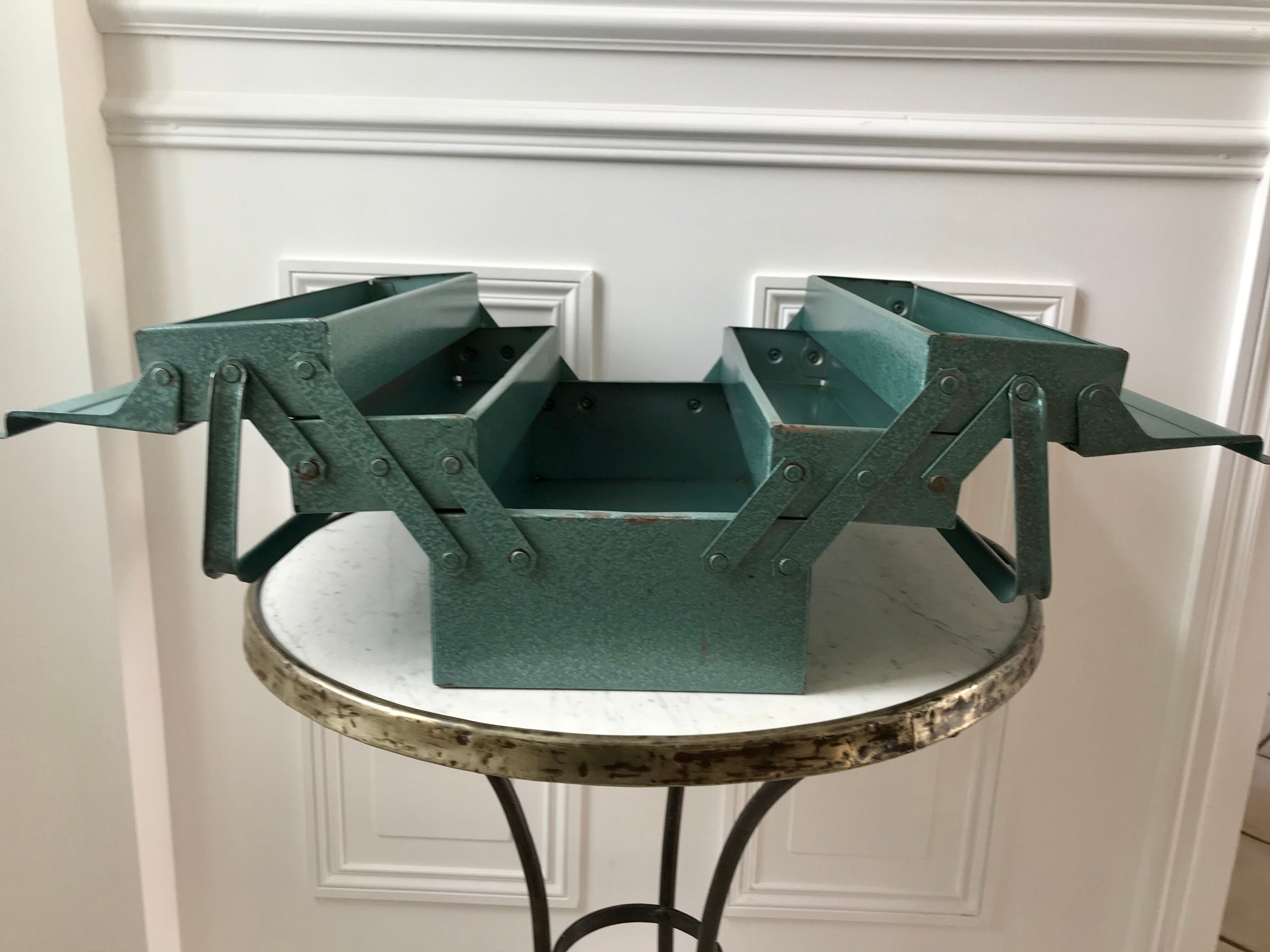 Old blue metal toolbox