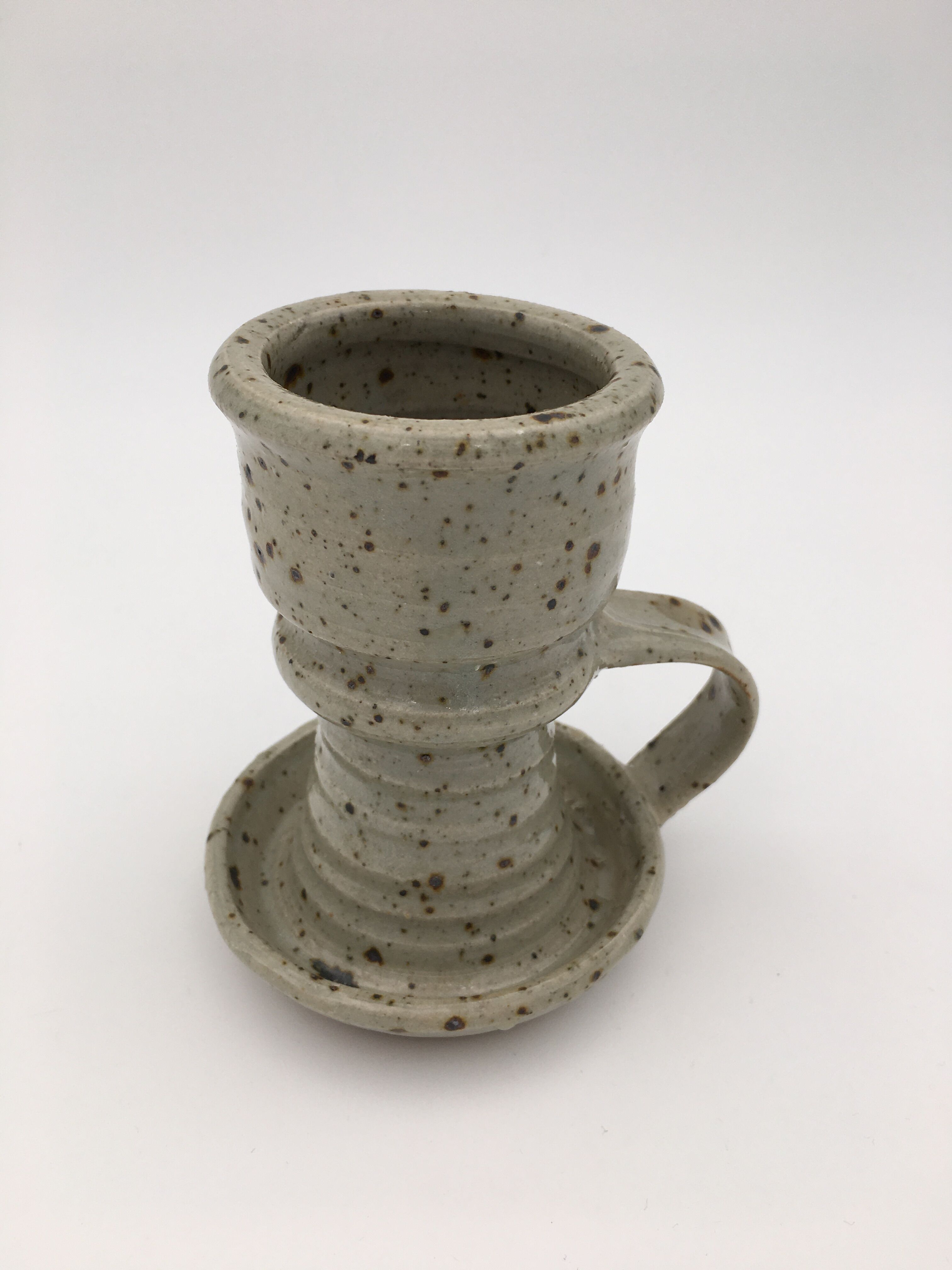Bougeoir en grès pyrité émaillé, signé Gustave Tiffoche - années 1960