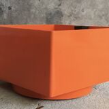 Jardinière à roulettes Grosfillex en plastique orange - vintage 1970