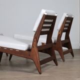Heinz Heger Hellerau hunting chairs with ottoman, Germany 1950s