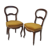 Paire de chaises Louis Philippe velours moutarde