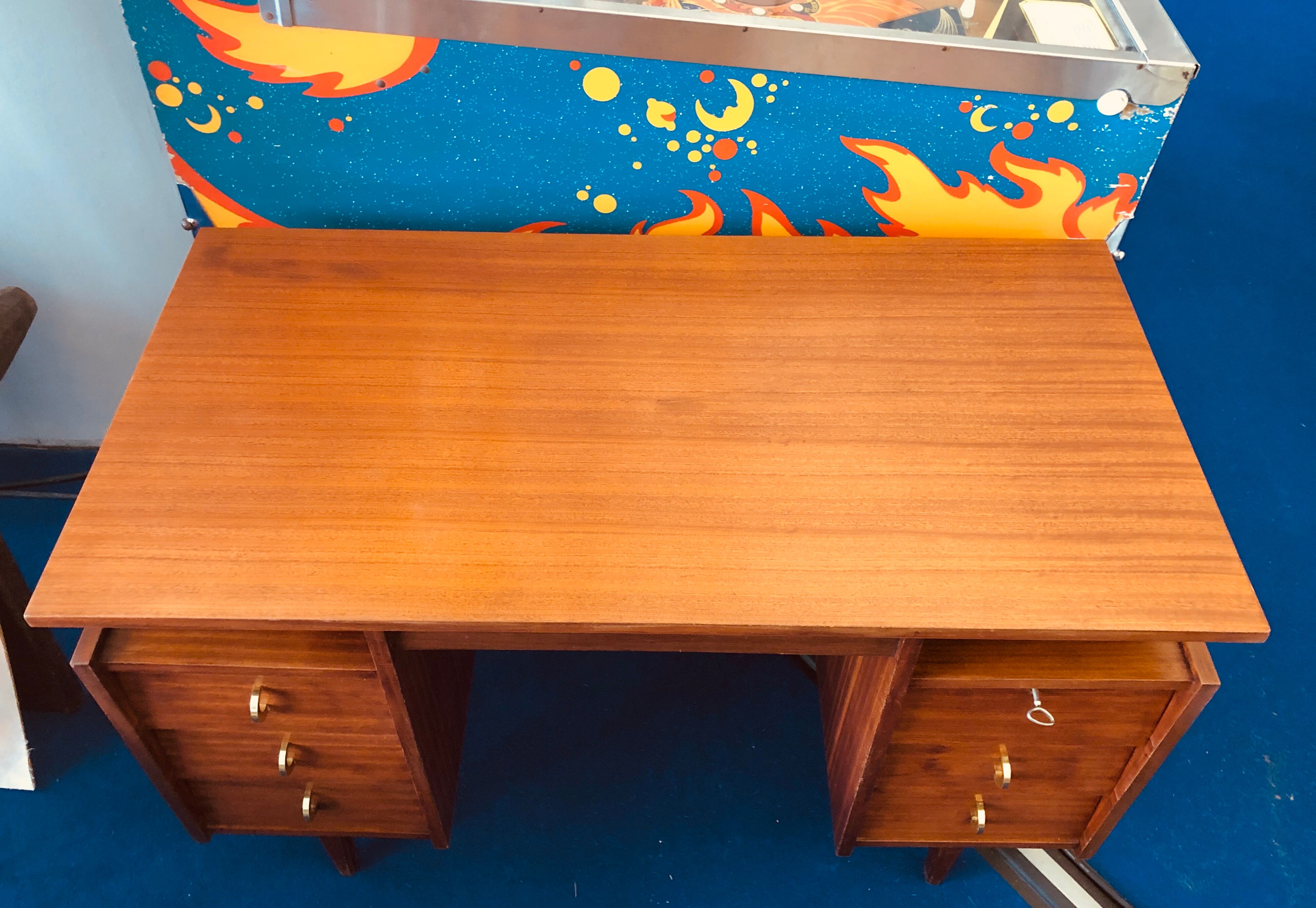 Mahogany writing desk 6 drawers 1960