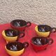 5 cups and 5 saucers signed Luc vallauris vintage