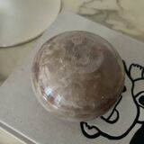 Vase boule rond en marbre beige, Italie 1970