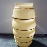Vase style art déco opaline jaune + dorures vintage