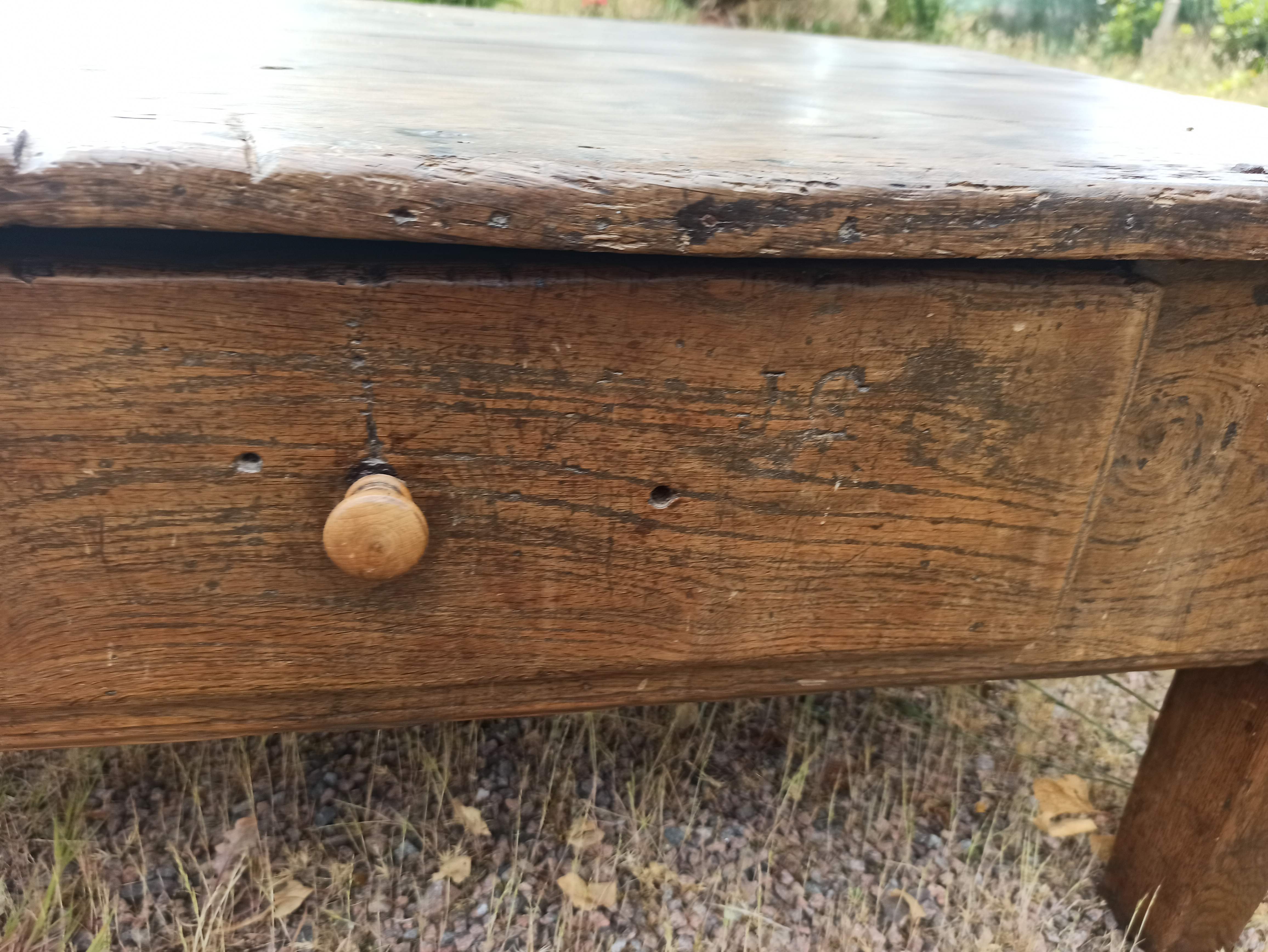 Rustic solid oak coffee table farmhouse initials J C