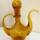 Blown glass carafe from Biot, amber, bubbled, vintage 70s