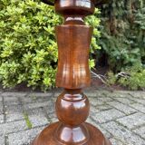 Robust Vintage Wooden Plant Stand, Oak Pedestal Table, Mid Century Pillar for Plants, Rustic Farmhouse Decor, Sturdy Home Accent