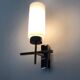 Pair of chrome-plated metal and opaline brass wall lights. 1960s