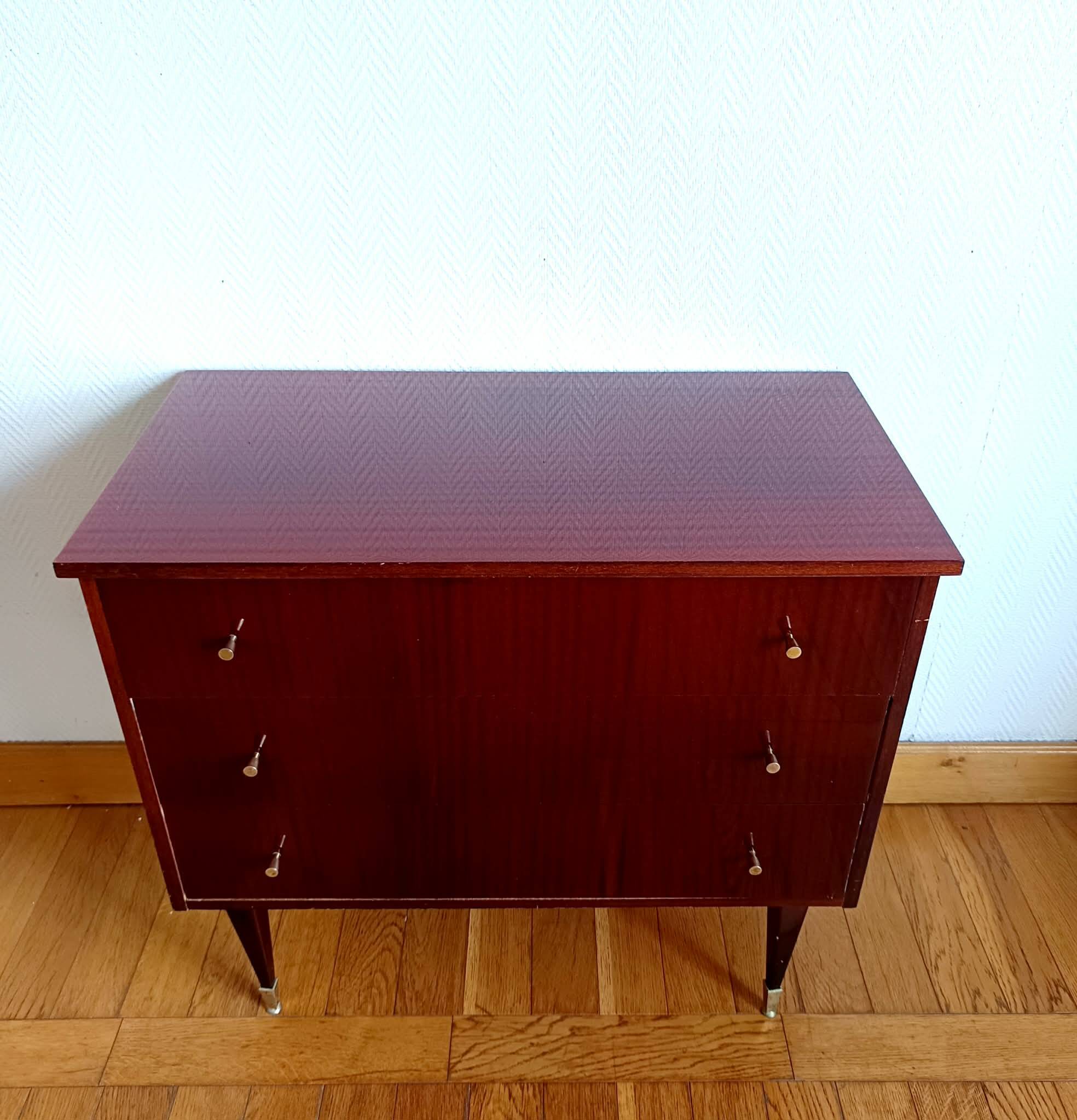 Vintage 1950s lacquered wooden dressing table
