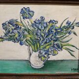 Oil on canvas bouquet of iris
