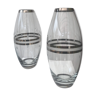 Pair of glass vases and chrome year 70'