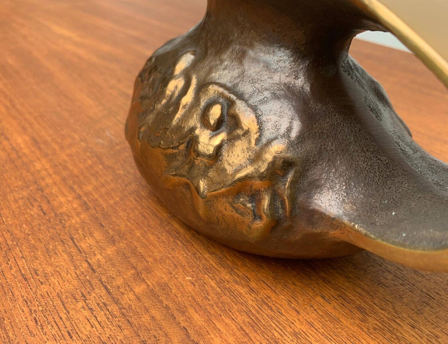 Brutalist Vintage German Bronze Decorative Carafe by Gilde