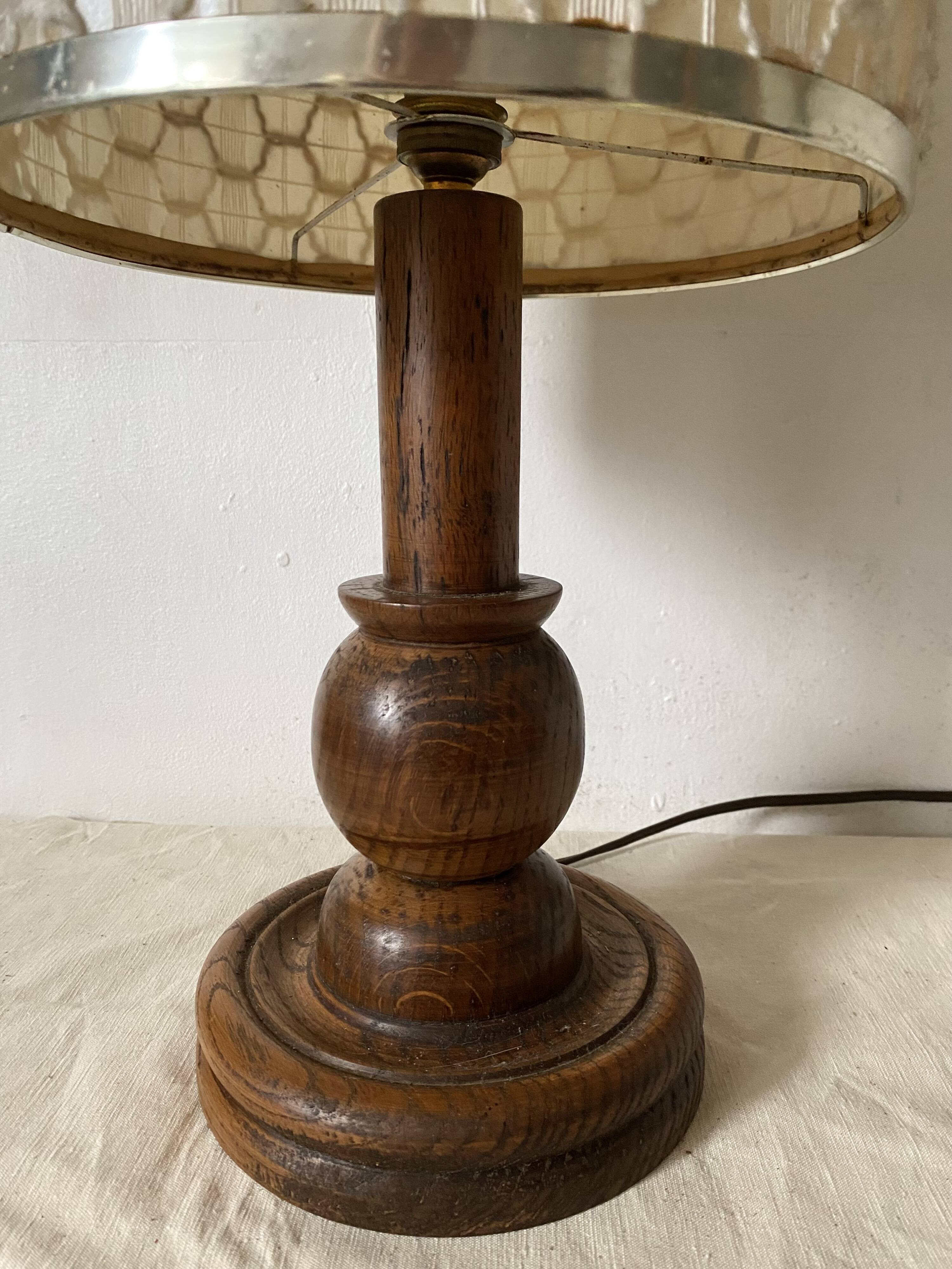 Lampe vintage bois tourné 56 cm , 1970