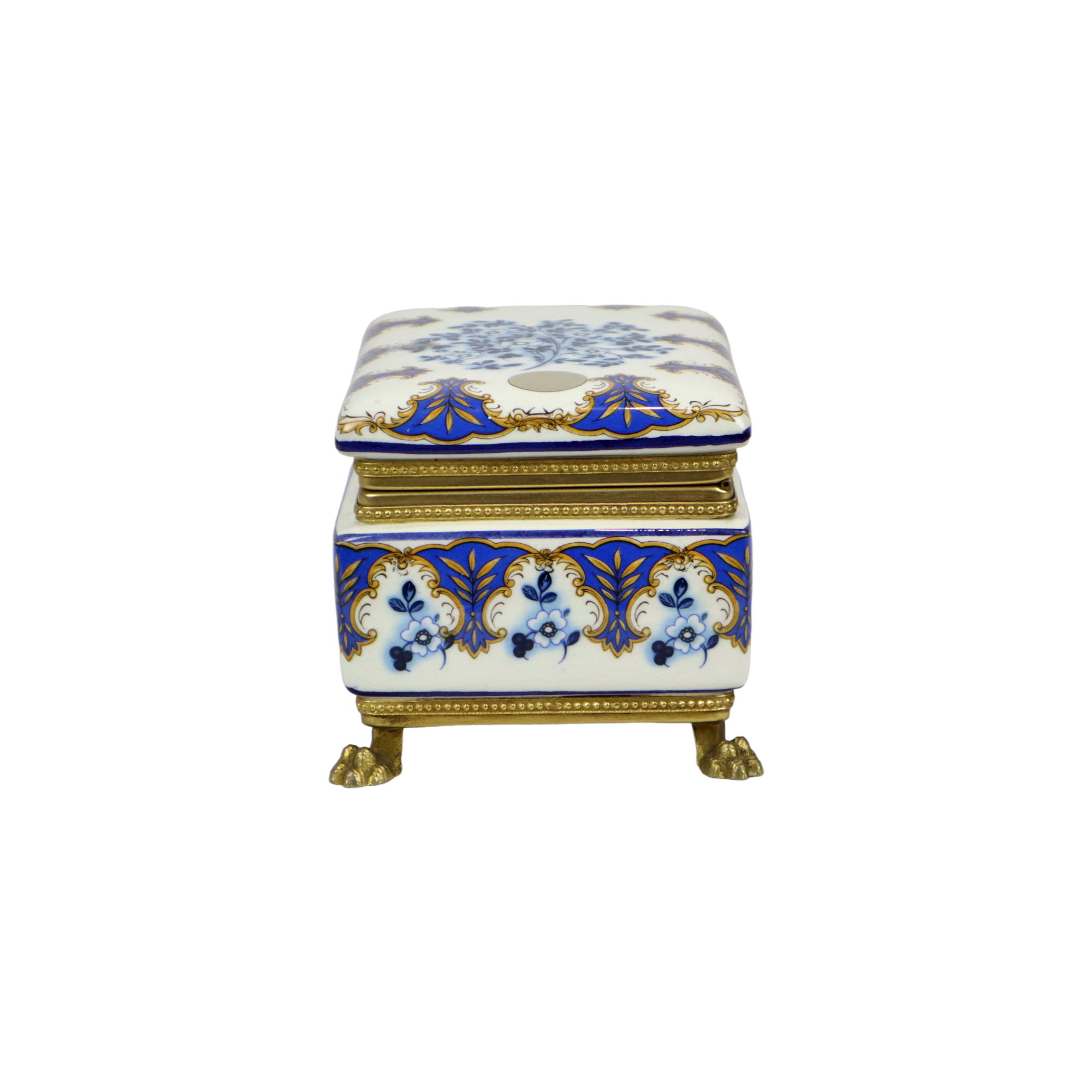 Florentine mtc box jewelery trinket italian hand painted claw feet 15cm