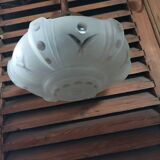 Chandelier with support copper globe art deco frosted glass