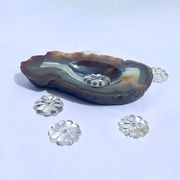 Vintage blue brown agate slice tray agate ashtray 1960