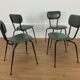 Set de 4 chaises années 50, métal et skaï vert