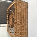 Coat hook and mirror in rattan