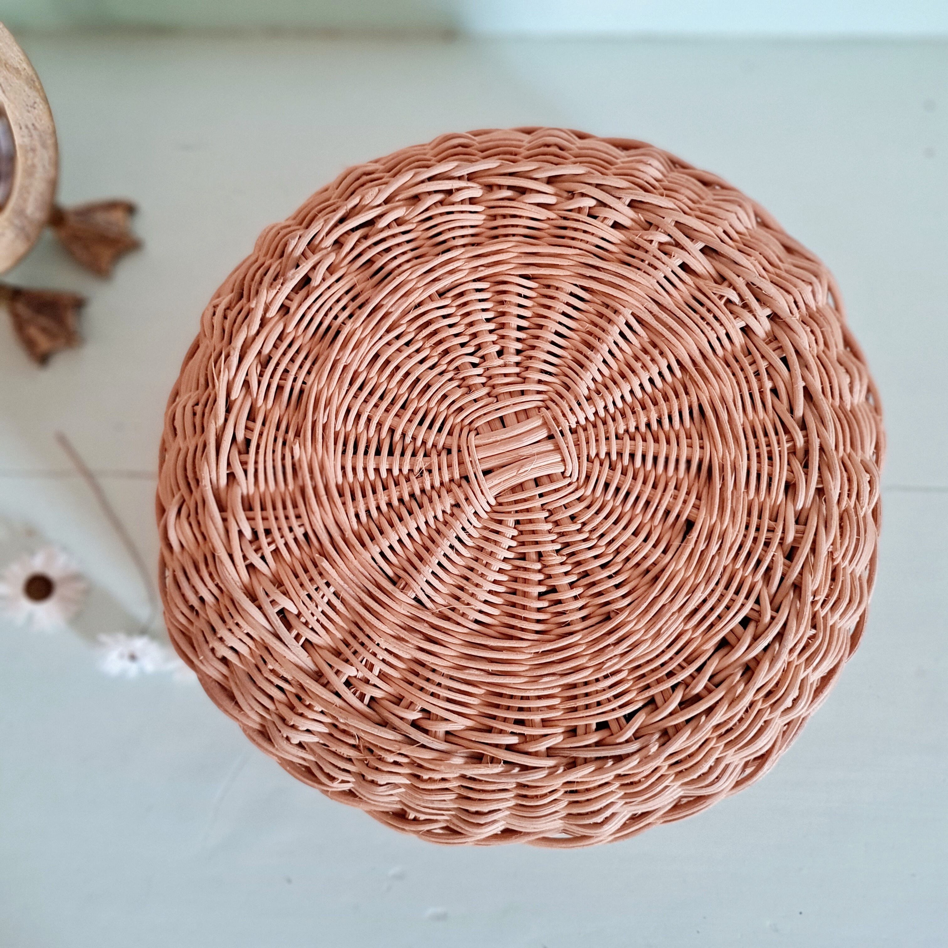 Vintage rattan basket interior liberty fabric