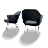 Pair of "Conference" armchairs by Eero Saarinen for Knoll International, black and chrome