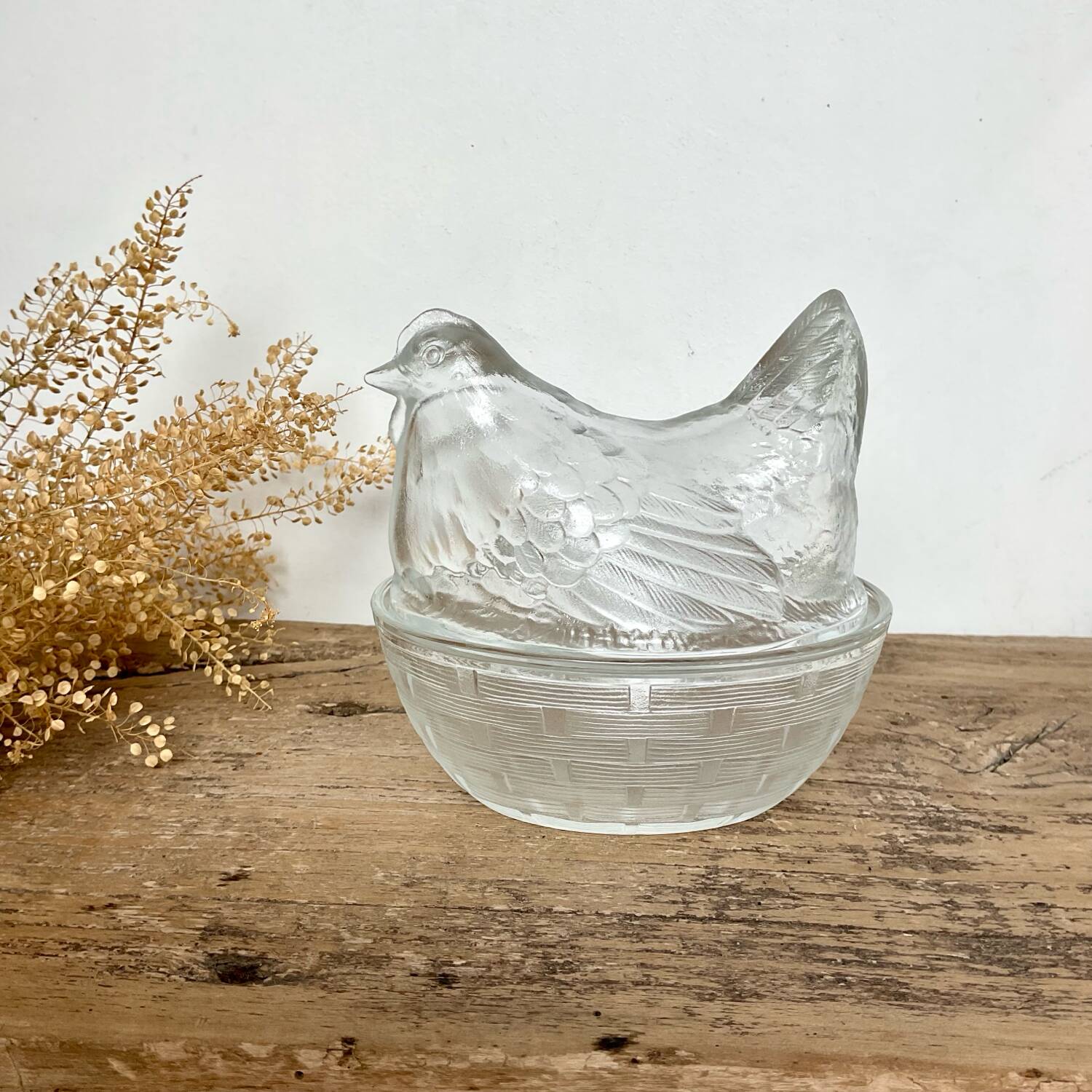 Vintage glass Hen sugar bowl