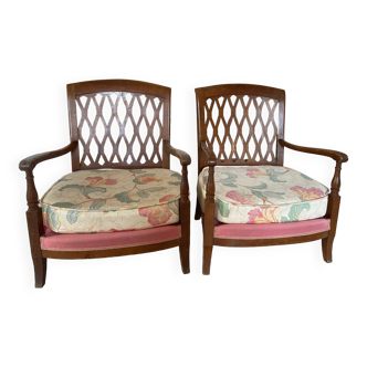 Set of 2 old low armchairs