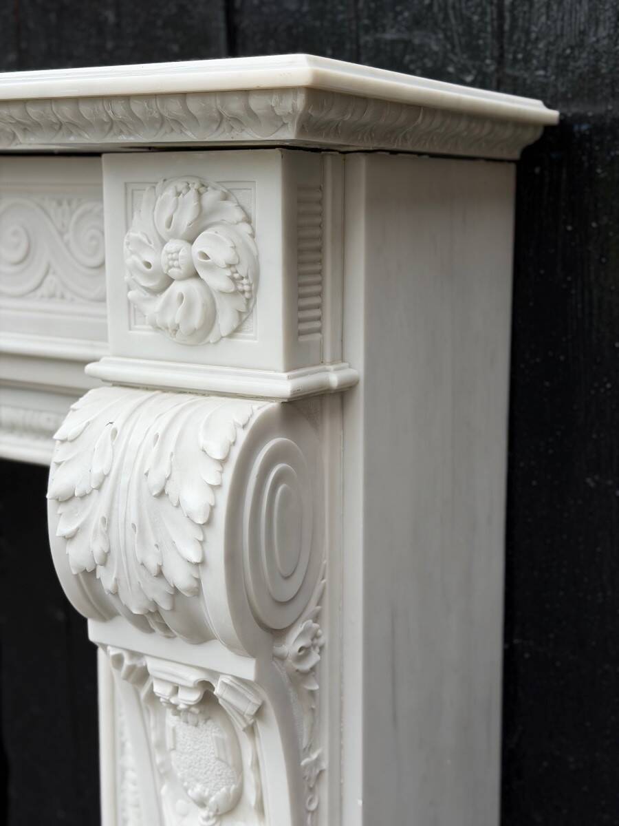 Napoleon III fireplace in statuary white marble, circa 1880.