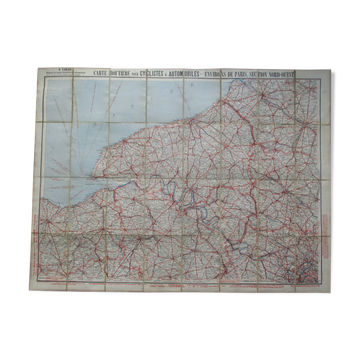 Carte ancienne Taride Environs de Paris nord- ouest ,entoilée