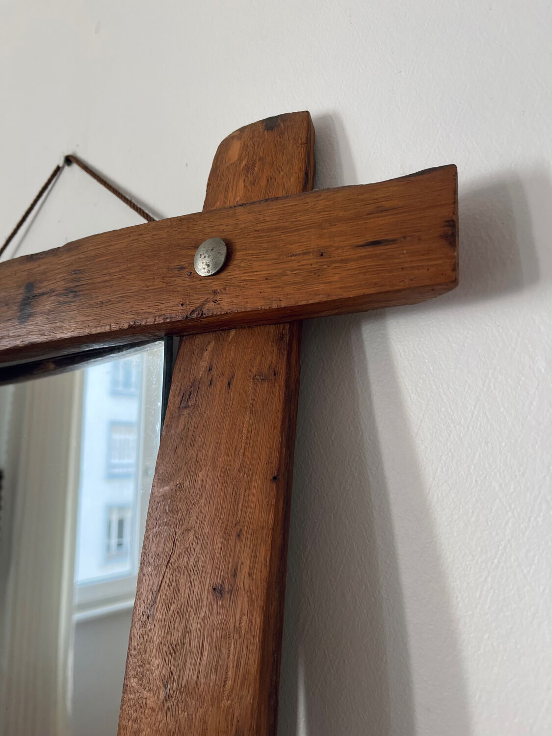 Brutalist wooden mirror 73cm x 86cm