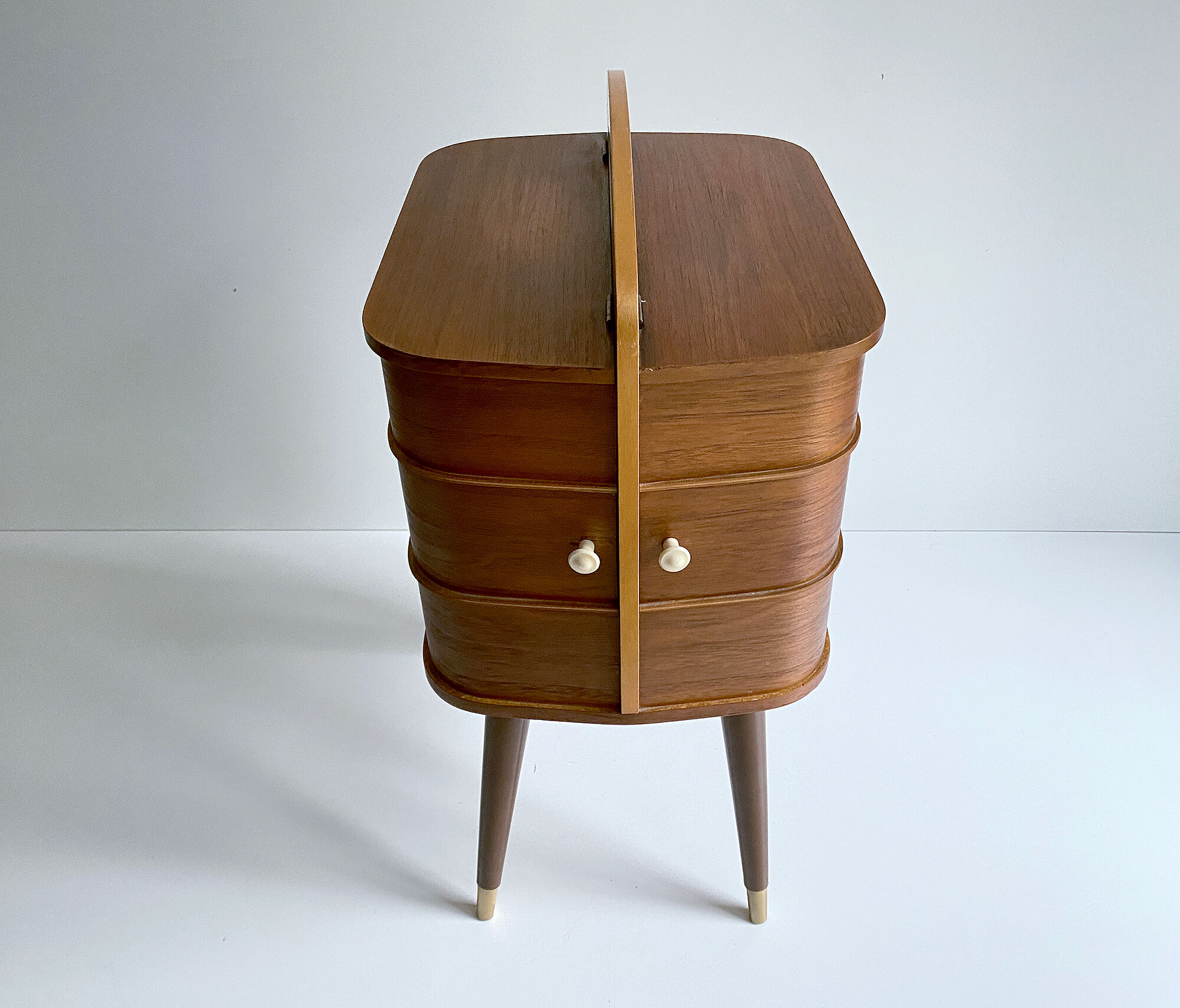 60s Portable Scandinavian Seamstress Worker, Wood