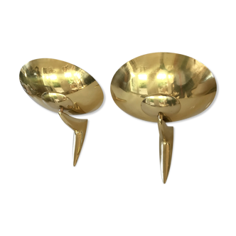 Pair of solid brass wallsconces