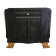 Matte black buffet and raw wood feet