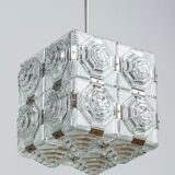 Suspension en cube de verre taillé de Kamenický Šenov, années 1950