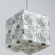 Suspension en cube de verre taillé de Kamenický Šenov, années 1950
