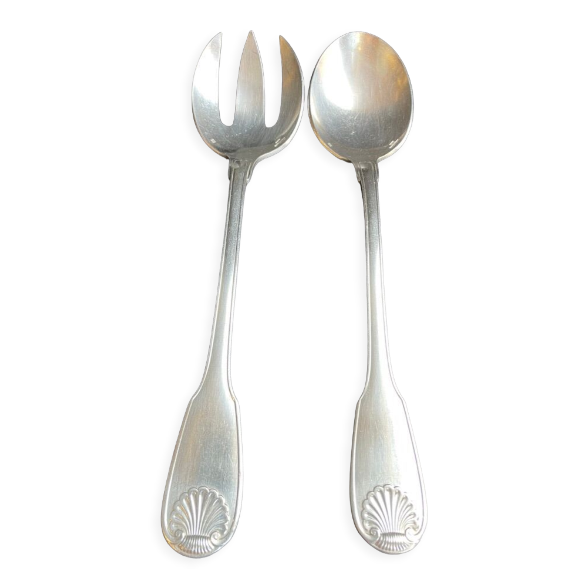 Silver metal salad setting cutlery Christofle service Vendôme