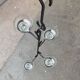 Mid-century metal and glass pendant light from the 1960s.