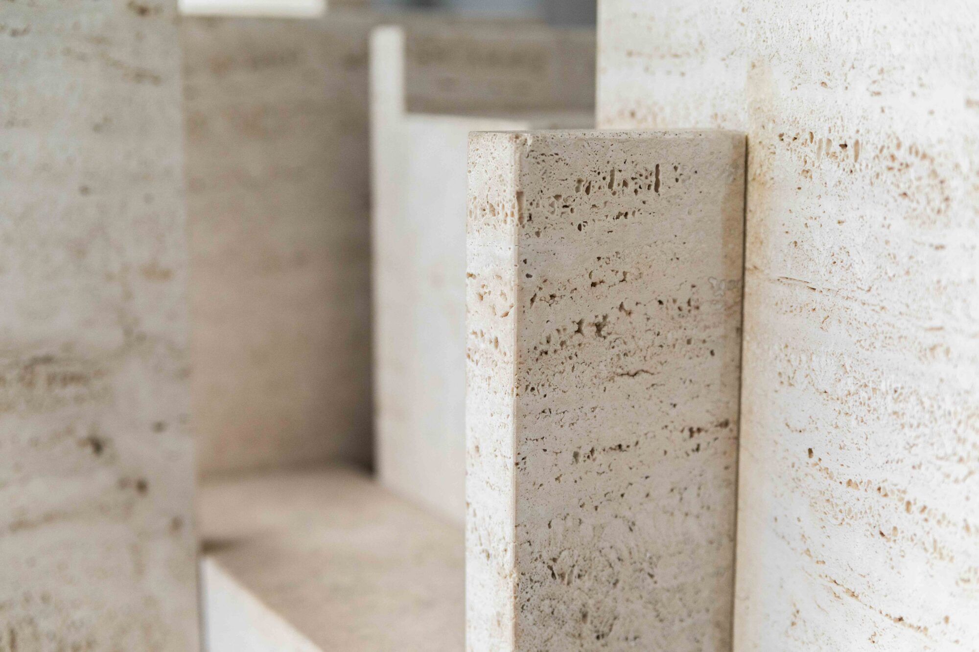 Glass & travertine dining table by Willy Ballez