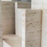 Glass & travertine dining table by Willy Ballez