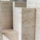 Glass & travertine dining table by Willy Ballez